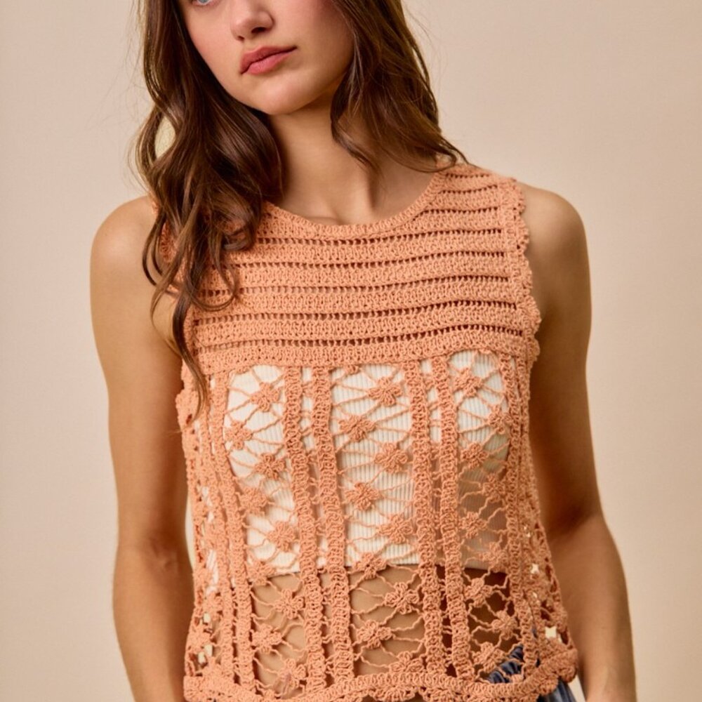 SO ME Crochet Knitted Lace Sweater‎ Tank Top - Picture 10 of 11